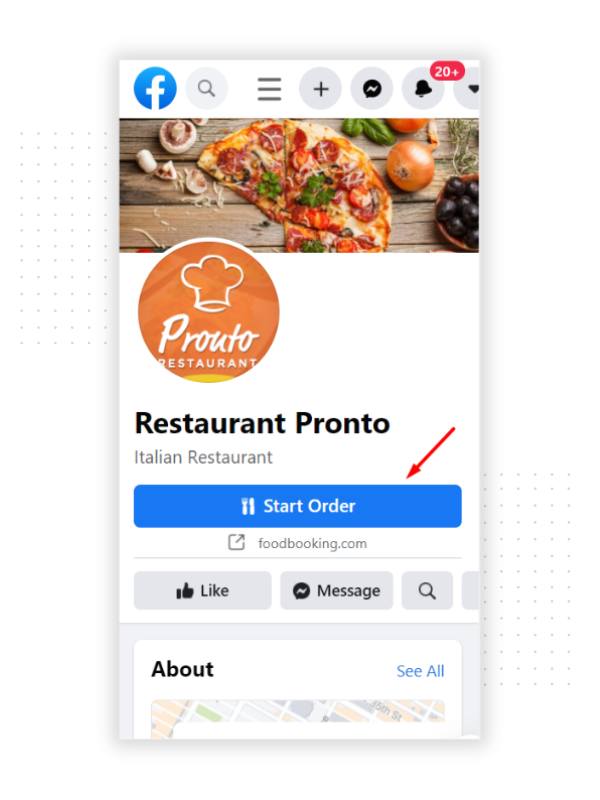 Facebook button for Restaurant Online Ordering NZ