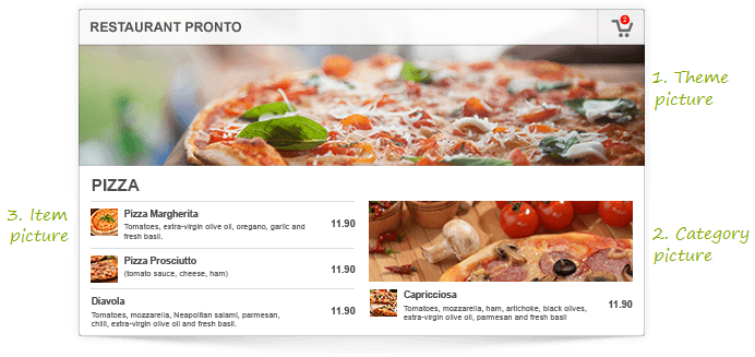 restaurant online menu with food photos